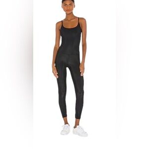 Onzie Long Leotard Sleeveless Jumpsuit in Black Rib Yoga Workout Women's S/M